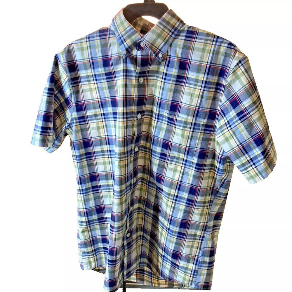 Lands End Short Sleeve Non Iron Twill Button Shirt Size Small 14